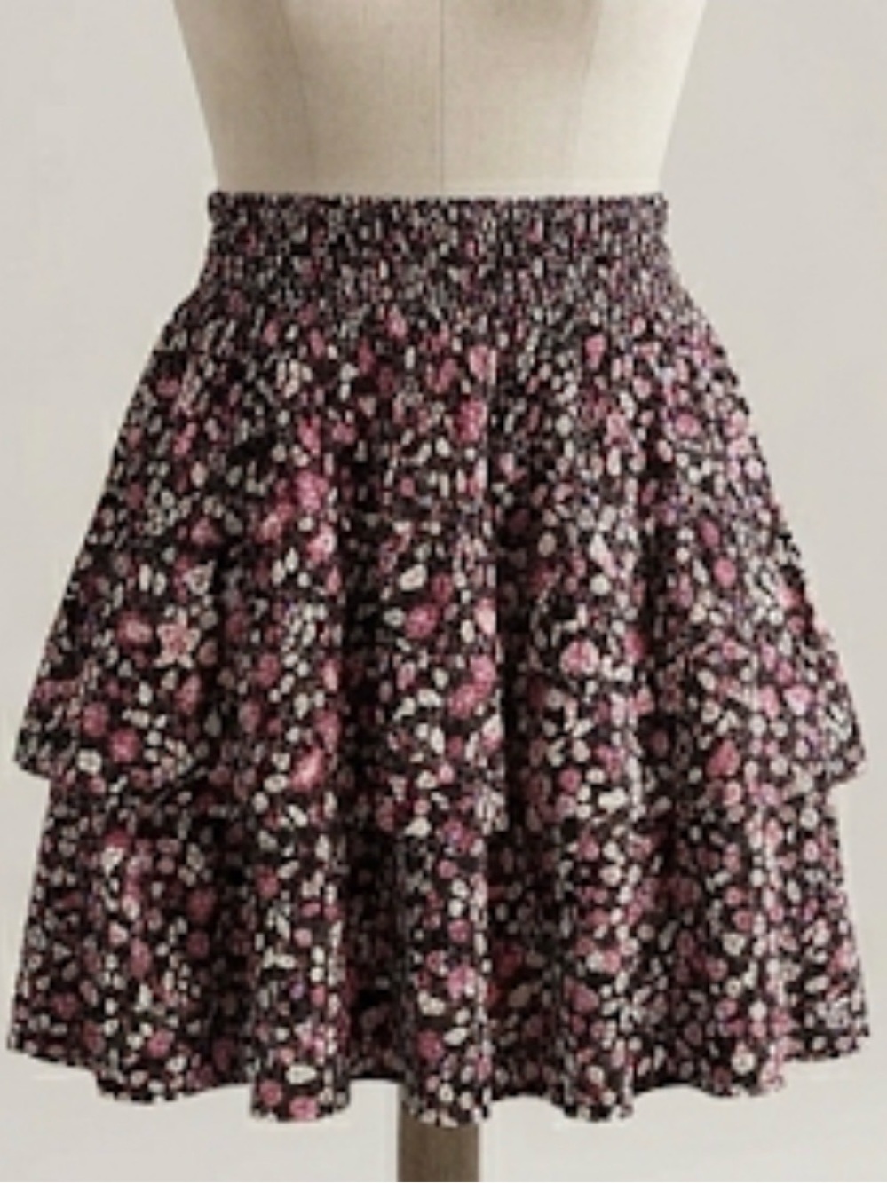 Lane Bryant Boho Smocked Tiered midi Skirt Black Pink Plus Size,  Size 14/16